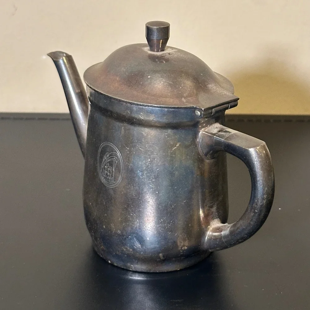 WMF Hotel Germany Silver Plated Teapot 0.30L Engraved Ship Nautical Vintage 5in
